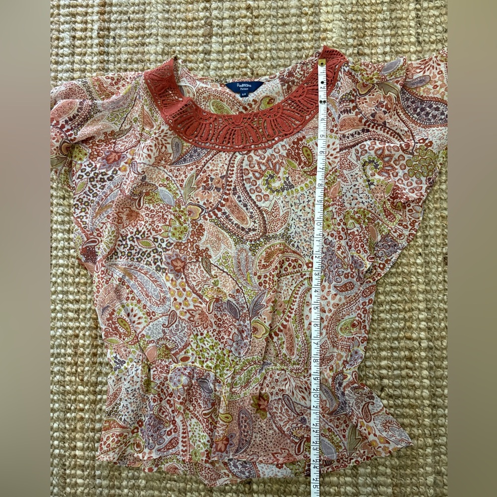Reitmans Paisley Blouse with Terracotta Crochet Detail - Picture 6 of 7